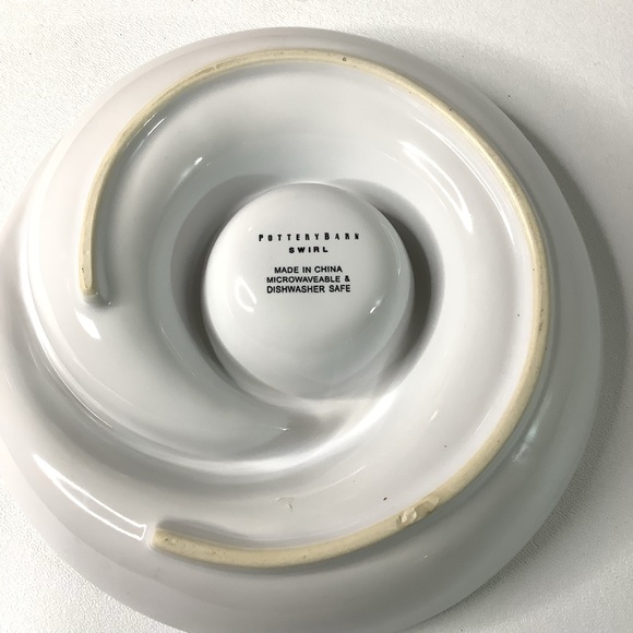 Pottery Barn Swirl White Ceramic Spiral Bowl 7" Appetizer Dipping Plate - Picture 3 of 6